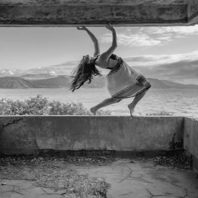 Anthony J Harrison’s picture Sustain, which depicts Kseniia Fedorovykh on the Great Orme gun site