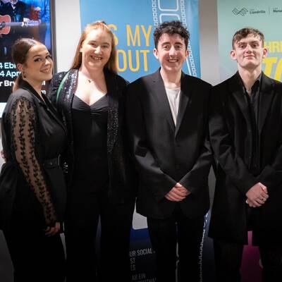 Coleg Menai students at the 2023 It’s My Shout premiere at Pontio in Bangor